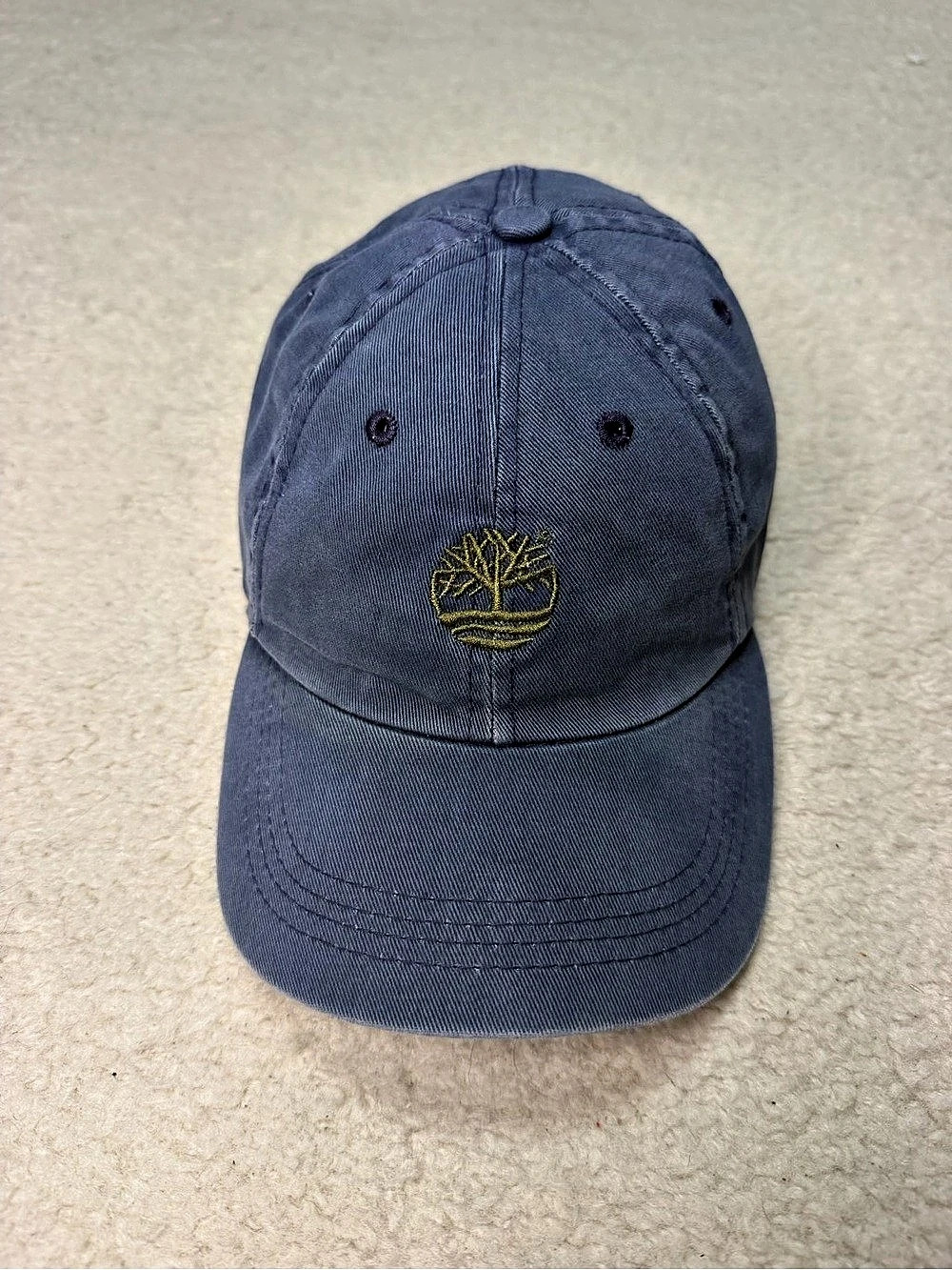 Timberland Weathergear Hat Navy Blue Tree Logo Adjustable Vintage